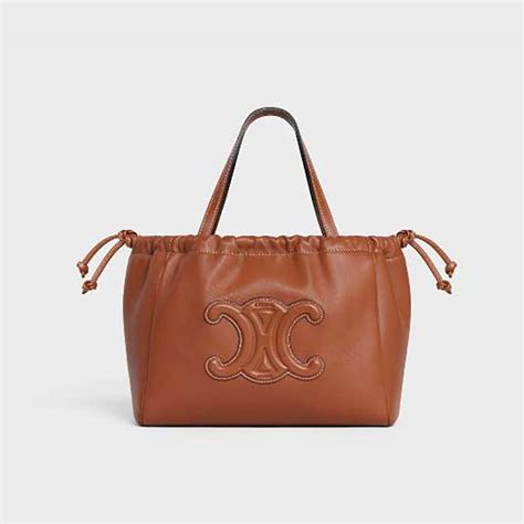 Women's Small cabas Drawstring cuir Triomphe in smooth 